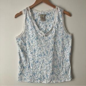 Laura Ashley Cotton Knit Camisole Top Lingerie Floral Lace Trim Undershi…
